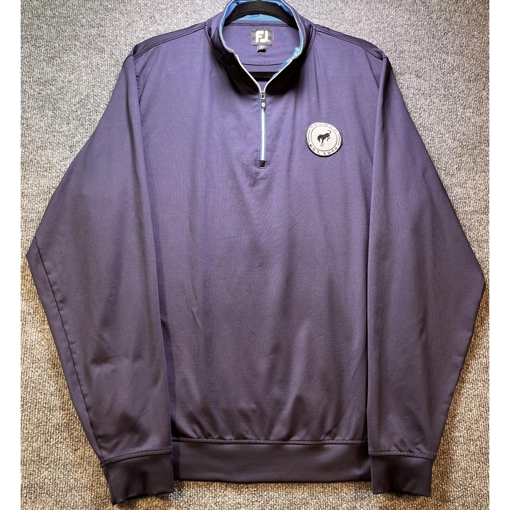 Foot Joy 1/4 Zip Pullover Mens Large Navy Blue Bronco Patch Logo